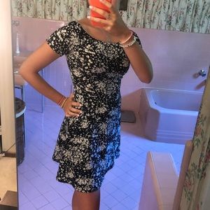 Never worn aqua black and white skater dress